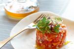 Australian Ocean Trout Tartare With Tomato Tea Recipe Appetizer