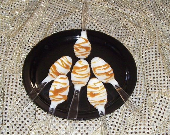 Australian White Chocolatecaramel Drizzled Spoons Dessert