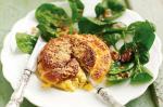 French Twicebaked Goats Cheese Souffles With Spinach and Walnut Salad Recipe Appetizer