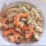 American Orzotto with Mushrooms and Shrimp Appetizer