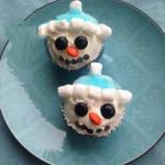 British Muffins as Snow Man Decorate Dessert