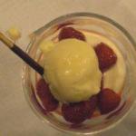American Delicacy Cream with Raspberries Dessert