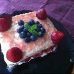 American Birthday Cake Chocolate Cream and Strawberries Dessert