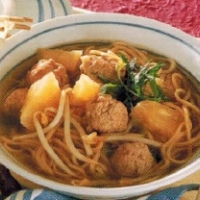 Chinese Pork Ball Soup With Noodles Soup