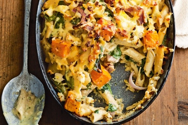 American Creamy Pumpkin And Pesto Pasta Bake Recipe Appetizer