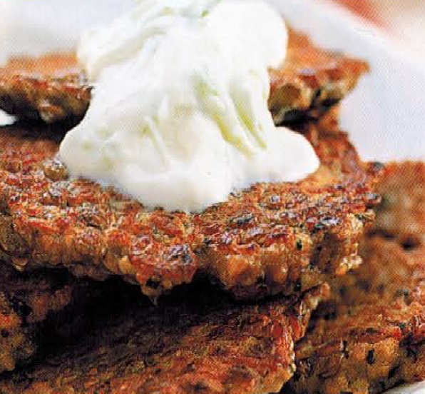 Lebanese Lentil And Burghul Fritters With Yoghurt Sauce Appetizer