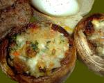 American Mushrooms Stuffed With Feta Cheese And Garlic BBQ Grill