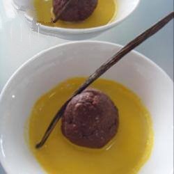 Australian Small Ball Chocolate and Coconut and Syrup of Orange Dessert