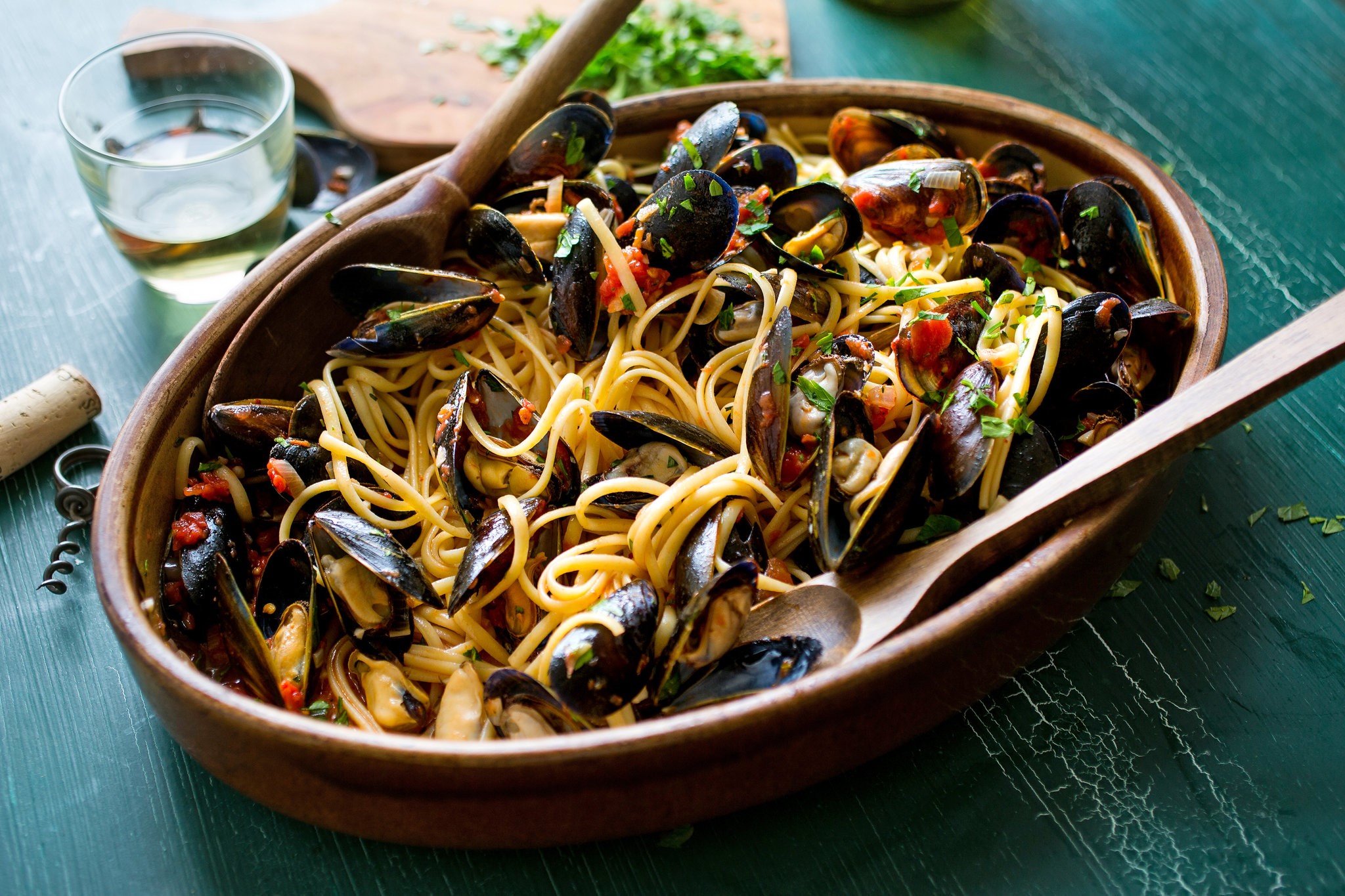 American Pasta With Mussels in Tomato Sauce Recipe Appetizer