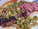 American New York Strip Steak With Kalamataolive Chimichurri Appetizer