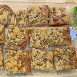 American Crumble Rhubarb Cake from Yeast Dough Appetizer