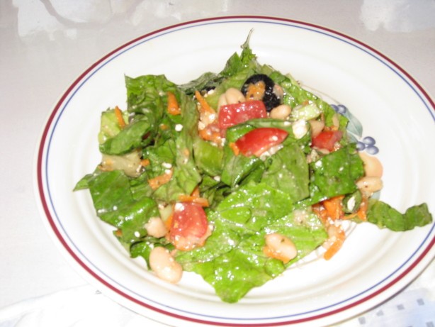 American Big Fat Greek Salad With White Beans Kalamata Olives and Feta Dinner