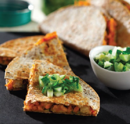 Spanish Chicken and Sweet Potato Quesadilla with Salsa Appetizer