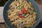 American Penne With Sausage Peas and Mascarpone Appetizer