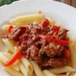 Australian Fast Pasta with Meat and Chili Peppers Dinner