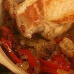 Canadian White of Chicken on Fricassee of Onions and Bell Pepper Dinner
