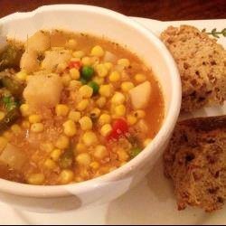 American Vegetable Soup with Corn and Quinoa in Slow Cooker Dessert