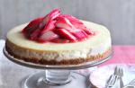 American Baked Vanilla Cheesecake with Rhubarb and Ginger Compote Dessert