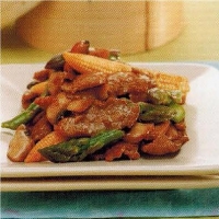 Chinese Pork Asparagus And Baby Corn Appetizer