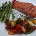American Grilled King Salmon with Tomato-peach Salsa BBQ Grill