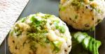 Wasabiflavored Rice Balls with Tempura Crumbs Sesame Salt and Green Onions 1 recipe