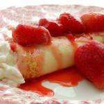 American Crepes with Strawberries and Curd Cheese Dessert