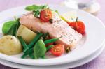American Baked Salmon With Potato Bean And Tomato Salad Recipe Appetizer
