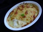 American New England Baked Cod in Cheese Sauce Appetizer