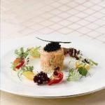 Australian Timbales Salmon with Mayonnaise Coriander and Caviar Appetizer