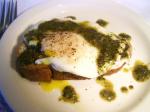 French Poached Eggs and Parmesan Cheese over Toasted Brioche W Pistou Appetizer