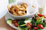 American Calamari With Lemon Aioli And Pea and Mint Salad Recipe Appetizer