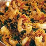 Indian Biryani with Shrimp and Spinach Appetizer