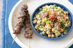 American Beef Kebabs With Couscous And Chickpea Tabouli Recipe Appetizer