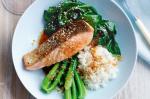 American Salmon With Sesame Greens and Gingersoy Dressing Recipe Appetizer