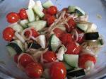 American Roasted Tomatoes Onions With Mozzarella  Cucumbers Appetizer