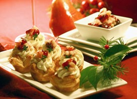American Puff Pastry Canapes with Blue Cheese and Pears Breakfast