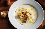 American Cauliflower and Beer Soup With Rosemary Croutons Recipe Appetizer