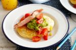 Canadian Corn Fritters Topped With Mashed Avocado Cherry Tomato And Bacon Recipe Appetizer