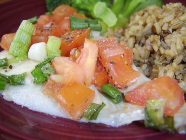 American Baked Flounder Fillets With Scallions  Chopped Tomato Appetizer