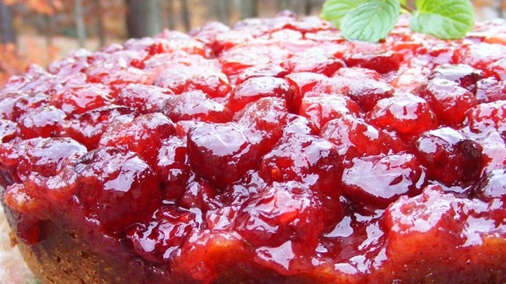 American Cranberry Upsidedown Sour Cream Cake Recipe Dessert