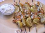 American Shrimp and Lemon Skewers With Feta Dill Sauce Dinner