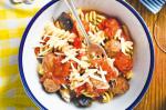 American Fusilli With Little Meatballs In Roast Tomato Sauce Recipe Appetizer