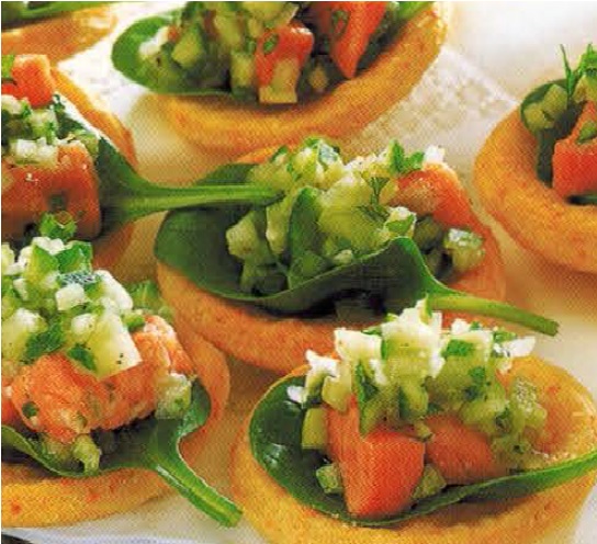 American Marinated Trout Tarts with Fresh Cucumber Appetizer