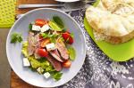 American Lamb With Pea Hummus And Tomato Herb Salad Recipe Appetizer