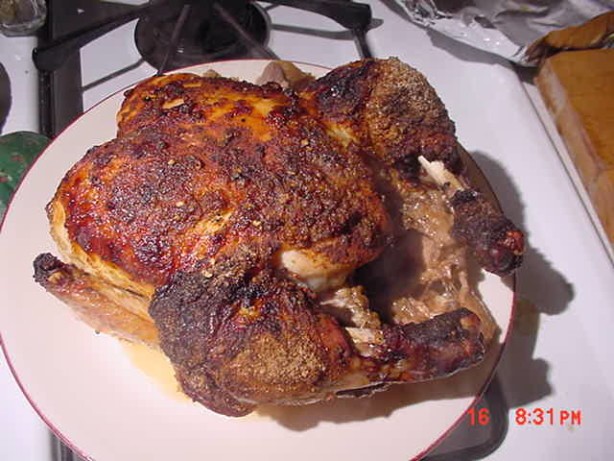 American Chicken Basted Deli Rotisserie Chicken on a Spit Dinner