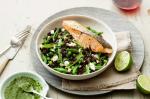 American Salmon On Mixed Pea Black Rice With Salsa Verde Recipe Appetizer