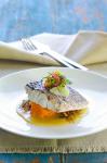 American Steamed Barramundi with Lime Coconut Sauce Appetizer