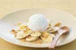 Bananas With Macadamia Praline And Coconut Sorbet Recipe recipe