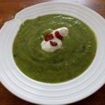 American Courgette Soup with Peas and Currency Appetizer