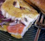 American Smoked Salmon Omelet With Red Onions and Capers Appetizer